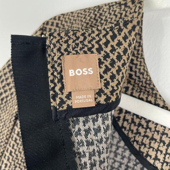 Hugo Boss Dixetta Sheath Midi Dress Brown Black Houndstooth US 8 Short Sleeve - Picture 9 of 16